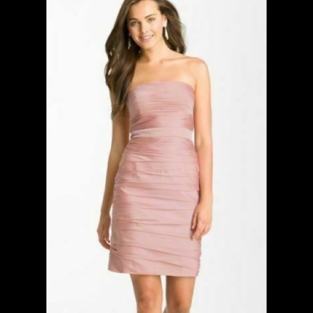 Monique Lhuillier Rouched Strapless Bridesmaid Dress